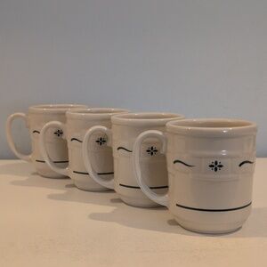 Longaberger Woven Traditions Heritage Green 12  Ounce Coffee Mugs, Set Of 4.